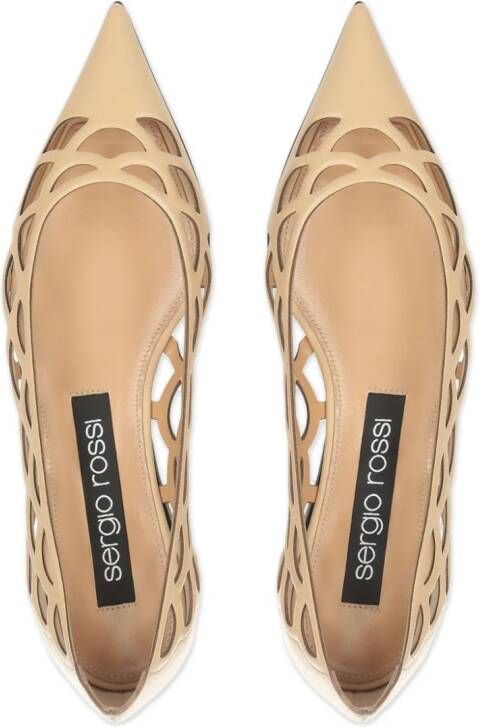 Sergio Rossi SR Mermaid leren ballerina's Beige