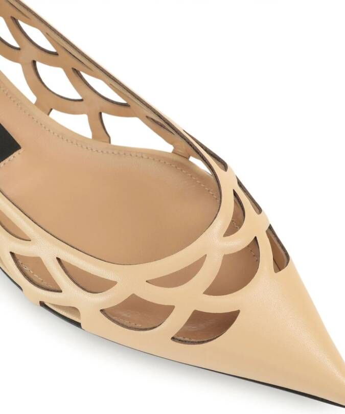 Sergio Rossi SR Mermaid leren ballerina's Beige