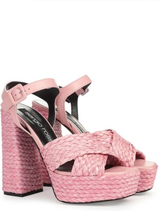 Sergio Rossi sr Seville sandalen met plateauzool Roze