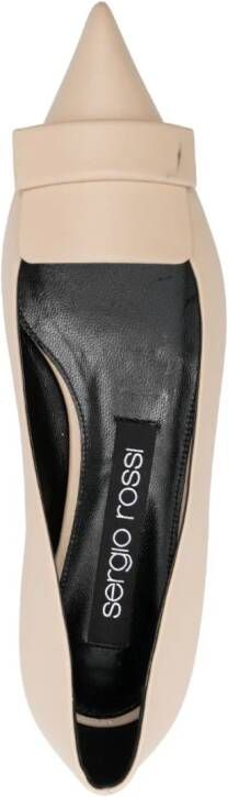 Sergio Rossi SR1 leren ballerina's Beige