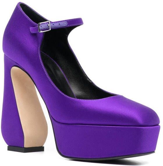 Si Rossi Mary Jane pumps met plateauzool Paars
