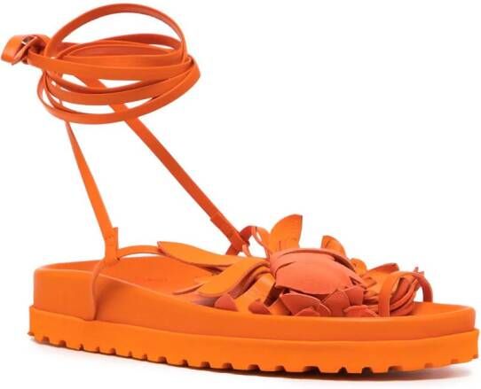 Silvia Tcherassi Idania sandalen met bloemenpatch Oranje