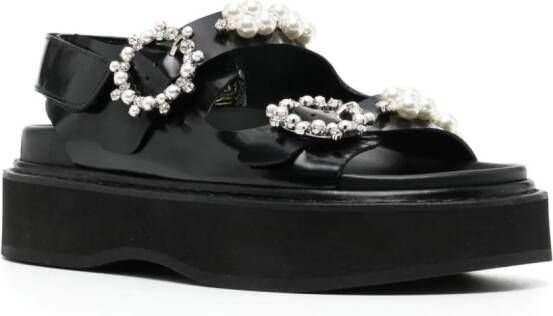 Simone Rocha Leren sandalen Zwart
