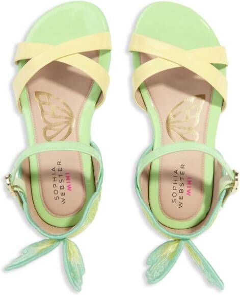 Sophia Webster Mini Leren sandalen met patroon Groen