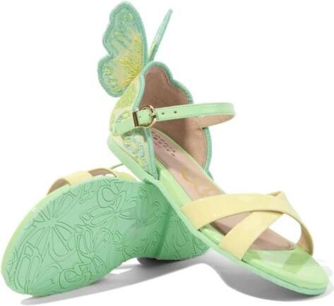 Sophia Webster Mini Leren sandalen met patroon Groen
