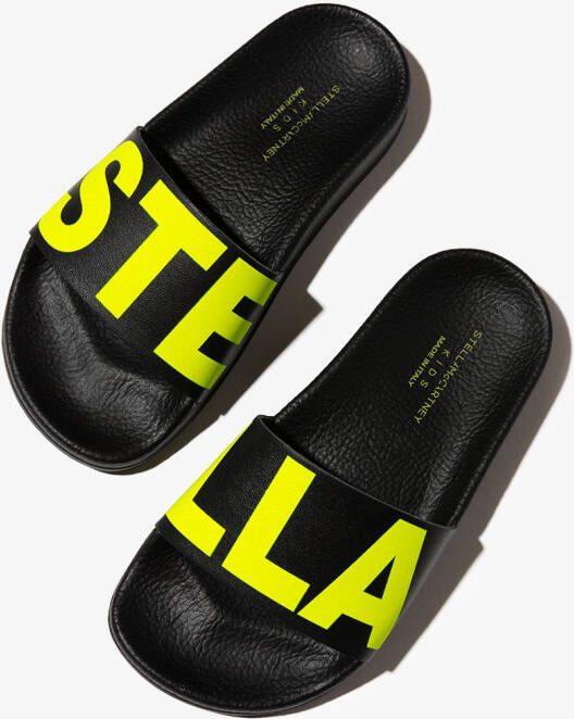 Stella McCartney Kids Slippers met logoprint Zwart