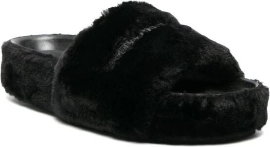 Stella McCartney Slippers met imitatiebont Zwart