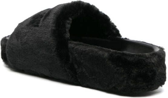 Stella McCartney Slippers met imitatiebont Zwart