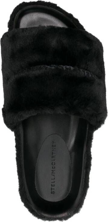 Stella McCartney Slippers met imitatiebont Zwart