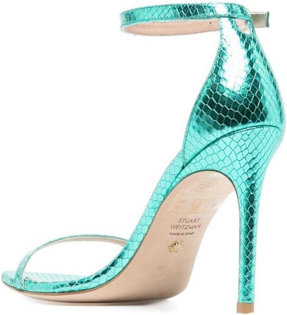 Stuart Weitzman Stiletto sandalen met slangenleer-effect Blauw