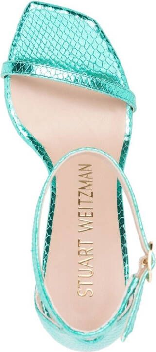 Stuart Weitzman Stiletto sandalen met slangenleer-effect Blauw