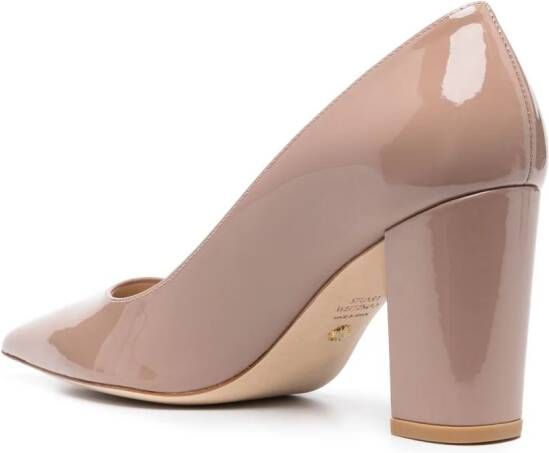 Stuart Weitzman Block leren pumps Beige