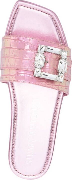 Stuart Weitzman Slippers met gespen Roze