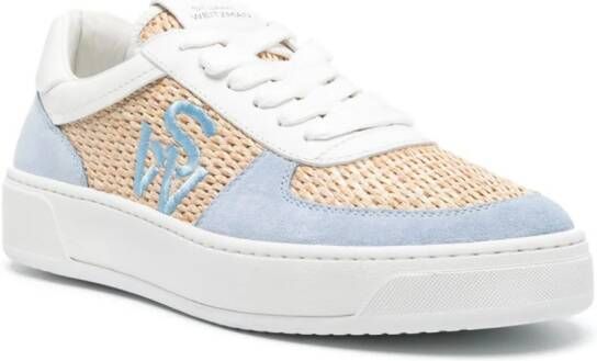 Stuart Weitzman Courtside panelled raffia sneakers Blauw