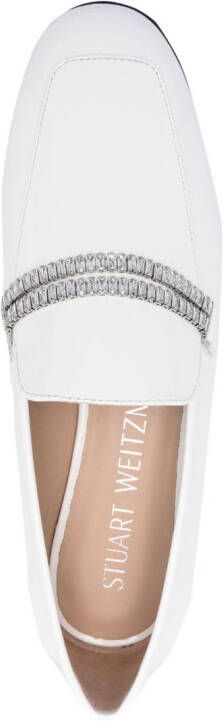 Stuart Weitzman Loafers verfraaid met kristallen Wit