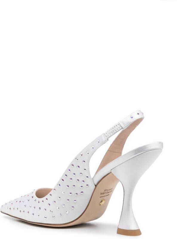 Stuart Weitzman Slingback pumps verfraaid met kristallen Wit