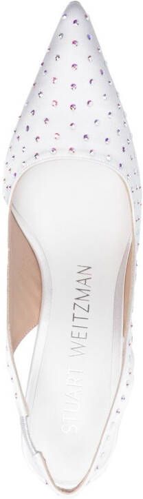 Stuart Weitzman Slingback pumps verfraaid met kristallen Wit