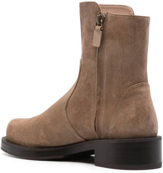 Stuart Weitzman Enkellaarzen met vlakken Beige