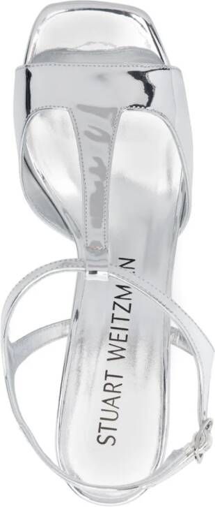 Stuart Weitzman Flareblock 75 mm sandalen Zilver