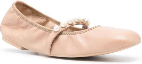 Stuart Weitzman Goldie leren ballerina's Beige