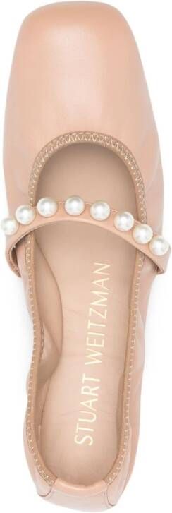 Stuart Weitzman Goldie leren ballerina's Beige