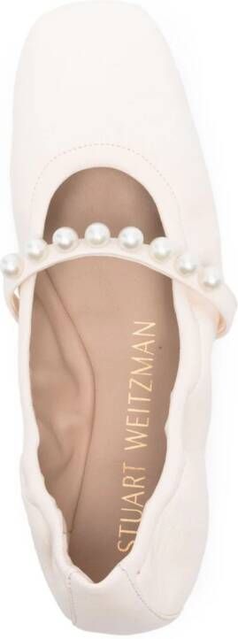 Stuart Weitzman Goldie leren ballerina's Beige