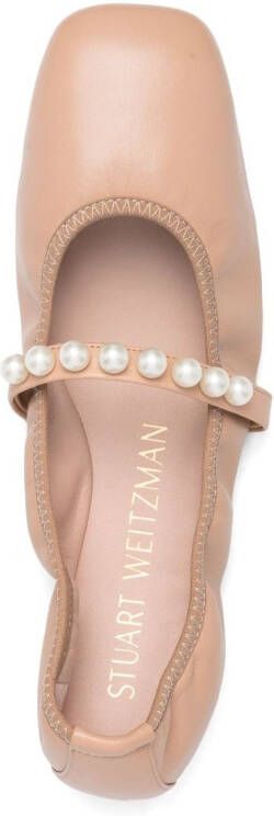 Stuart Weitzman Goldie slippers verfraaid met parels Roze