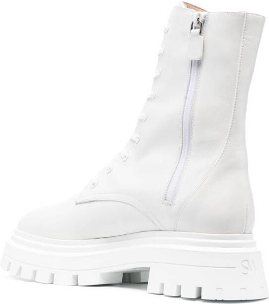 Stuart Weitzman Leren veterlaarzen Wit