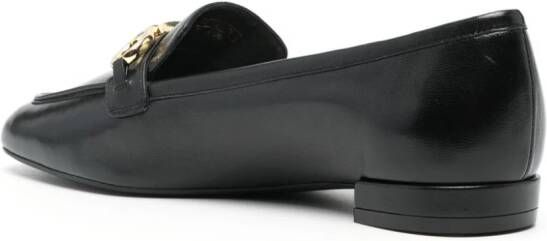 Stuart Weitzman Leren loafers met logoplakkaat Zwart