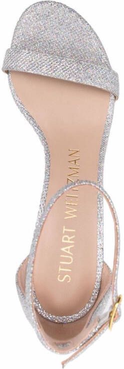 Stuart Weitzman Nearlynude sandalen met glitter Zilver