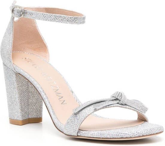 Stuart Weitzman Nearlynude sandalen verfraaid met kristallen Zilver