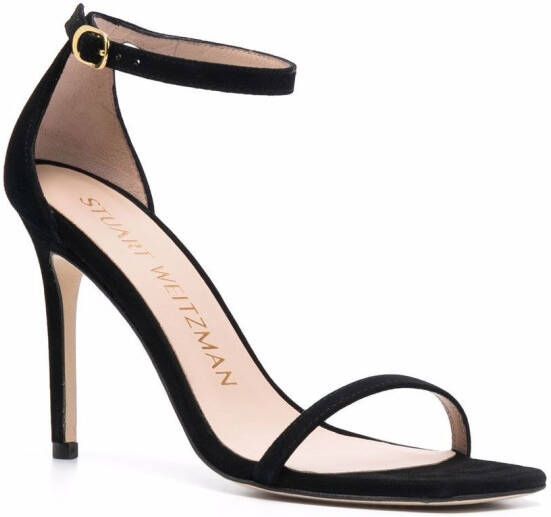 Stuart Weitzman Nudist Curve suède sandalen Zwart