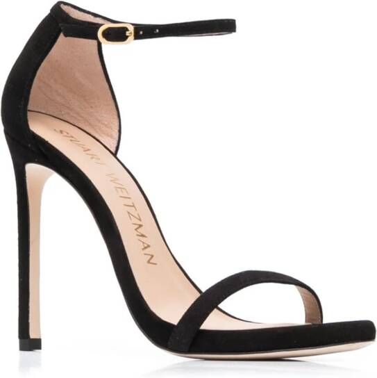 Stuart Weitzman Nudist Curve suède sandalen Zwart