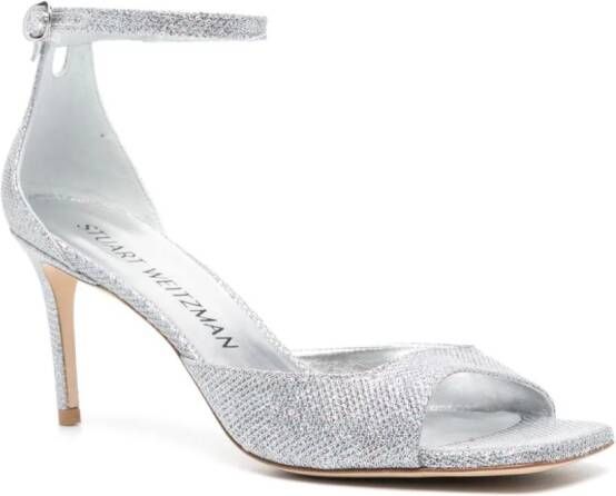 Stuart Weitzman Nudistcurve 85 mm sandalen Zilver