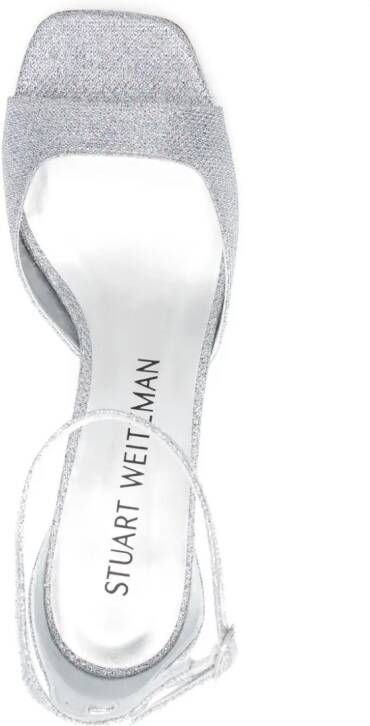 Stuart Weitzman Nudistcurve 85 mm sandalen Zilver