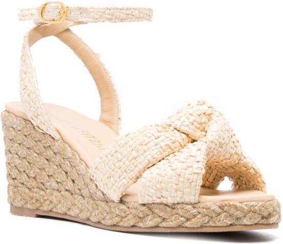 Stuart Weitzman Espadrilles met sleehak Beige