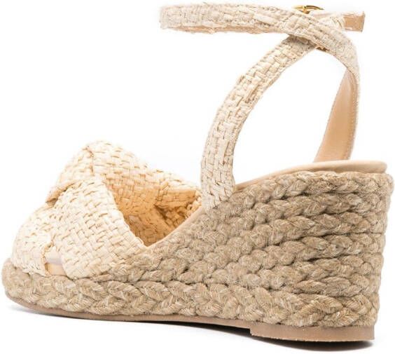 Stuart Weitzman Espadrilles met sleehak Beige