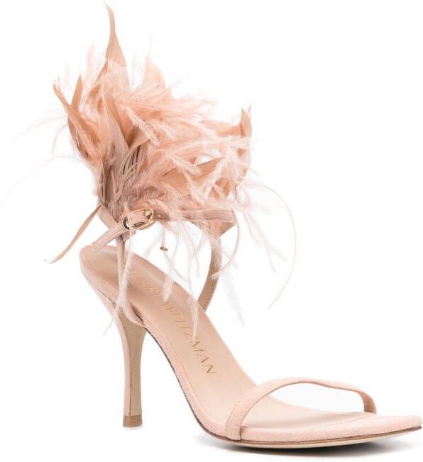 Stuart Weitzman Plume sandalen met veren afwerking Roze