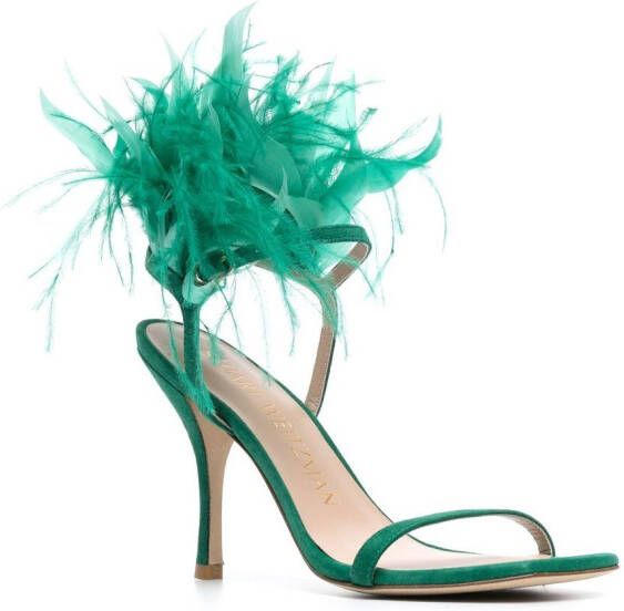 Stuart Weitzman Plume sandalen met veren Groen