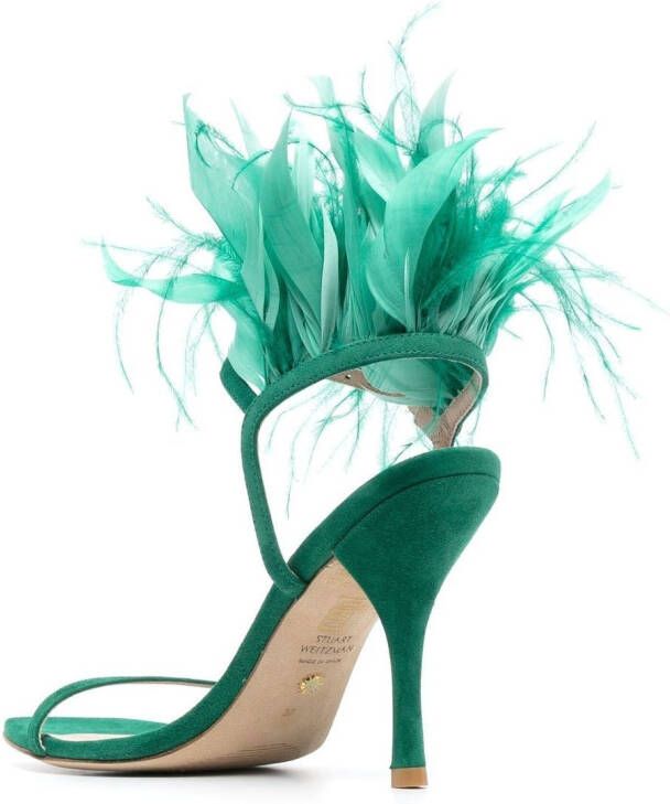 Stuart Weitzman Plume sandalen met veren Groen