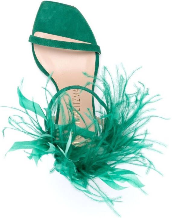 Stuart Weitzman Plume sandalen met veren Groen