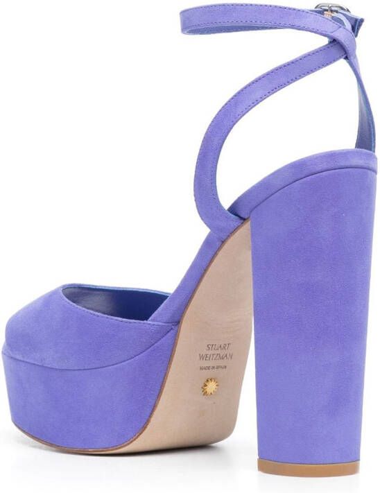 Stuart Weitzman Ryder II 125mm suede platform sandals Blauw