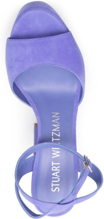 Stuart Weitzman Ryder II 125mm suede platform sandals Blauw