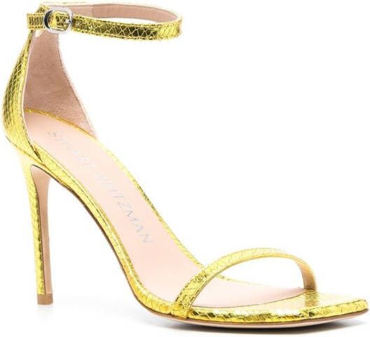 Stuart Weitzman Sandalen van slangenleer Geel