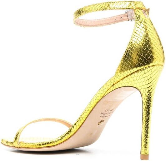 Stuart Weitzman Sandalen van slangenleer Geel