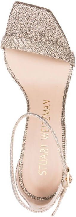 Stuart Weitzman SimpleCurve sandalen met glitter Beige