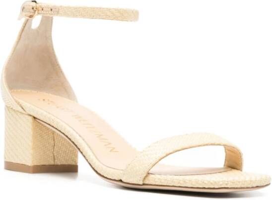 Stuart Weitzman SimpleCurve sandalen met glitter Beige