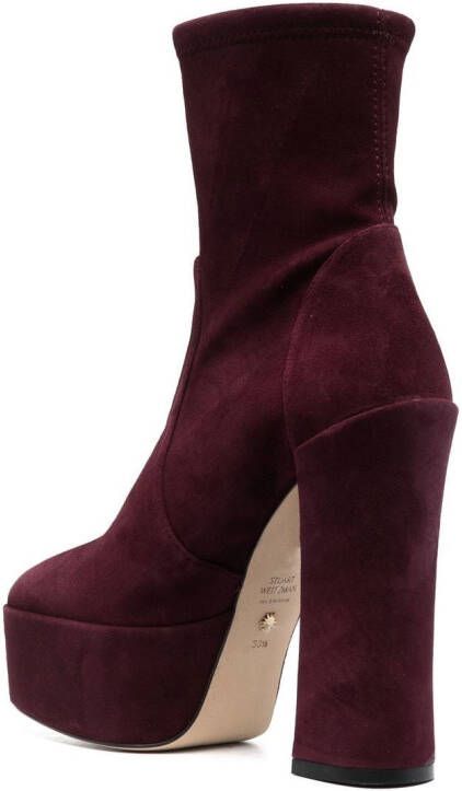 Stuart Weitzman Skyhigh 145mm laarzen met plateauzool Rood