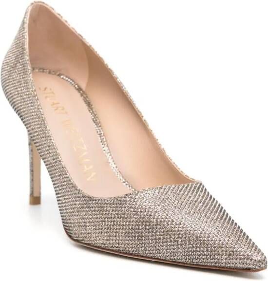 Stuart Weitzman Stuart 85mm pumps met glitter Goud