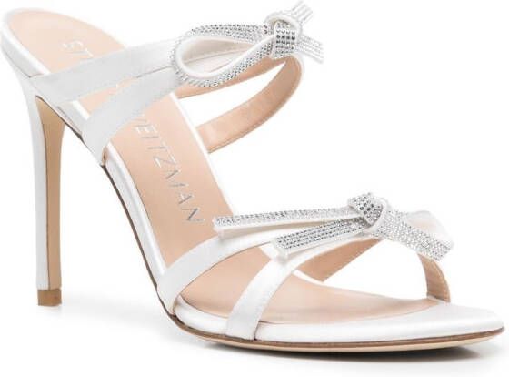 Stuart Weitzman SW Bow sandalen verfraaid met kristallen Wit